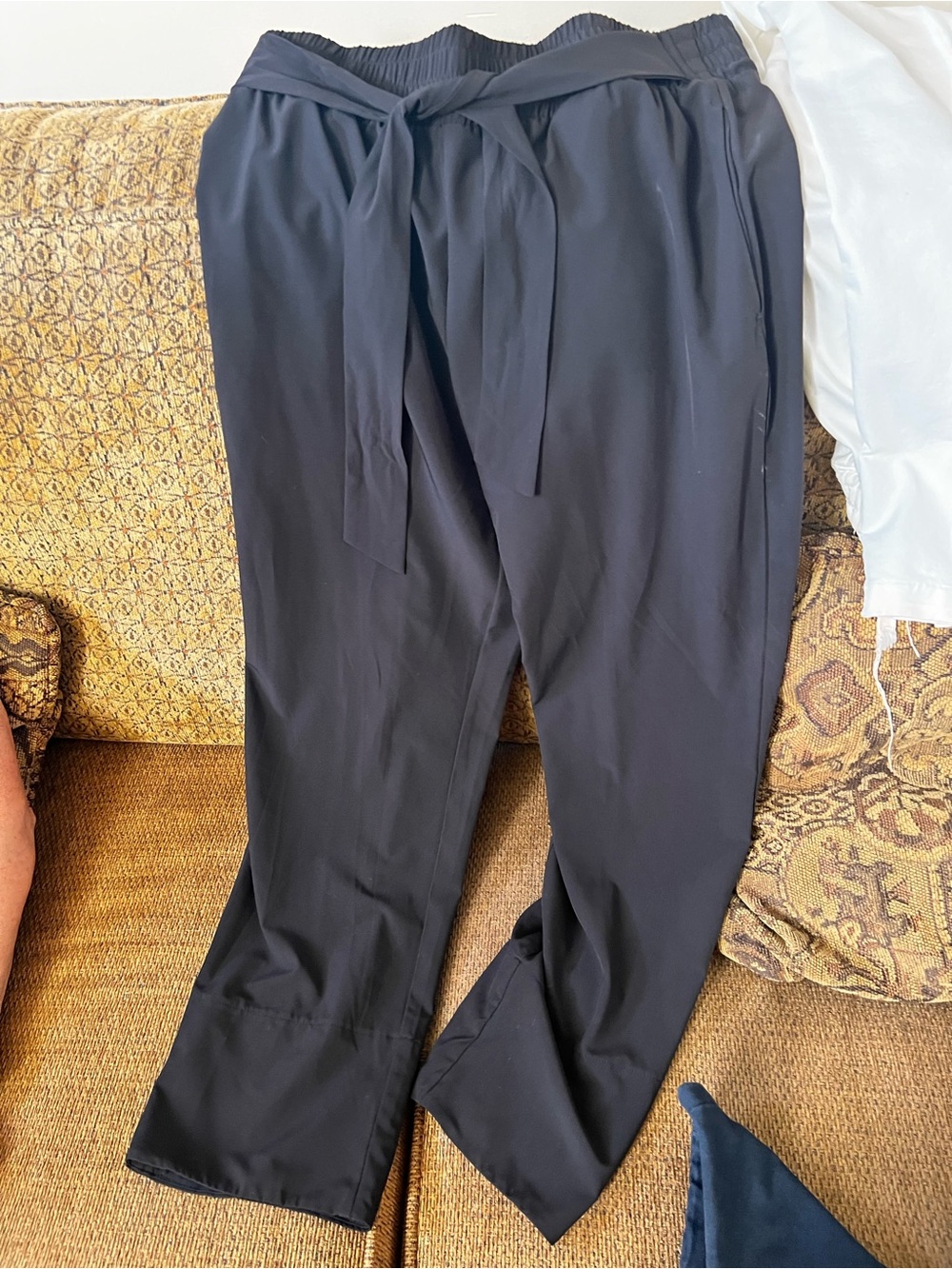 T Tahari Black Pants with tie at waist. Size Petite Small.  Great condition.